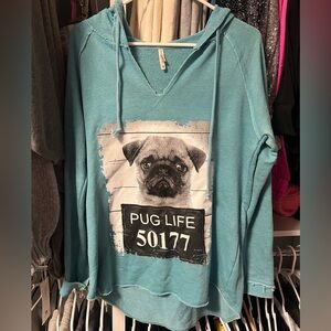 Pug Life Dog Hoodie - Blue